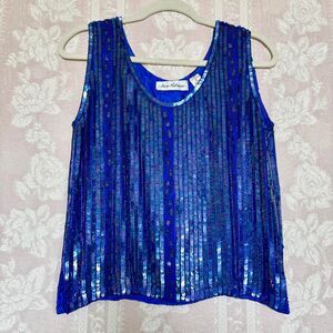 Ann Katrine Women's Vintage Royal Blue Sequin Top
